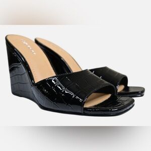 Lisa Vicky Adore-V Black Wedge Sandals Women’s 6.5 NEW